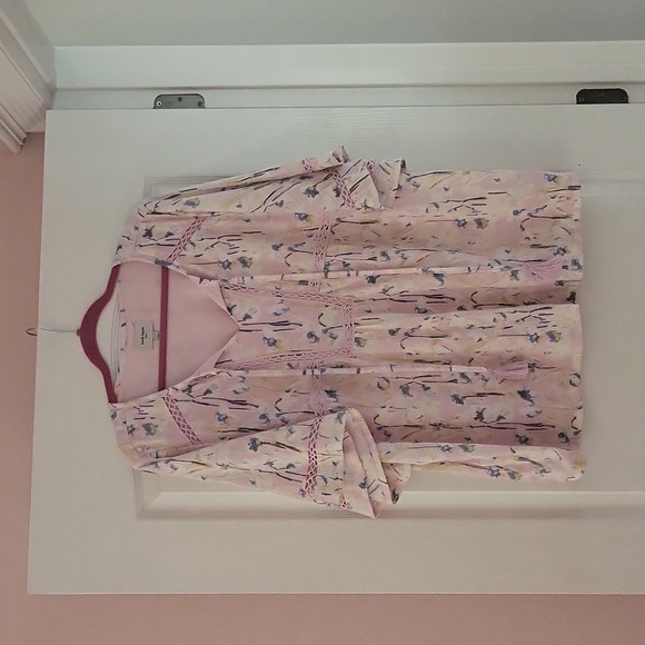 Haute Hippie Tribal Floral Print Flutter Sleeve Peasant Blouse Top - Picture 1 of 5